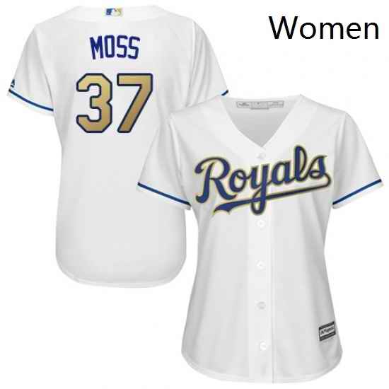 Womens Majestic Kansas City Royals 37 Brandon Moss Replica White Home Cool Base MLB Jersey